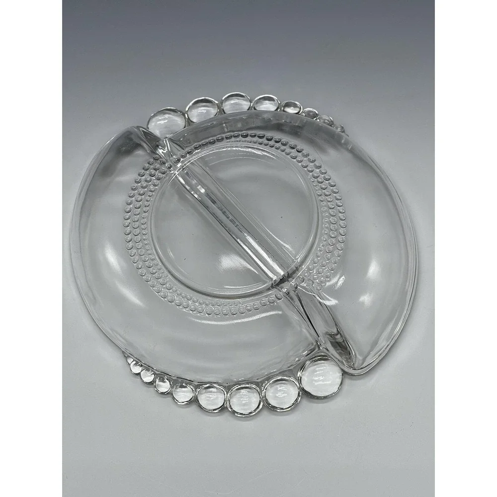 Vintage Duncan & Miller Teardrop Divided Relish Candy Dish Clear Glass Nut Mints